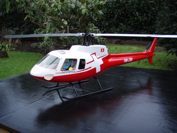 AS-350 Swiss Helicopter 500er Mechanik/4 Blattrotorkopf -RTF-mit Sender